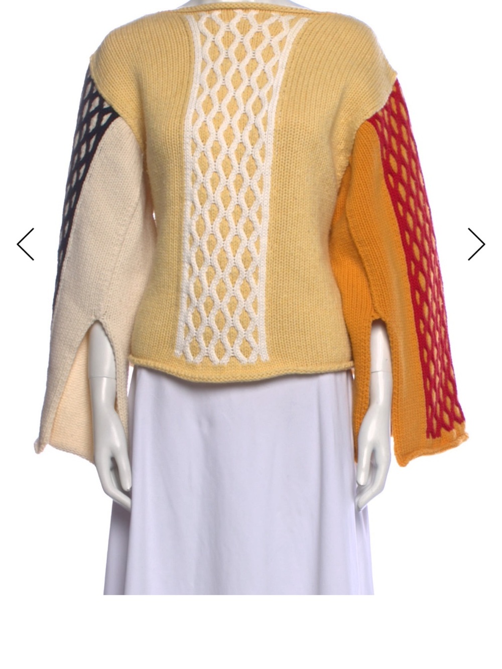 JW ANDERSON Colorblock Cable-Knit Sweater in Yellow, Cream, Orange, Pink